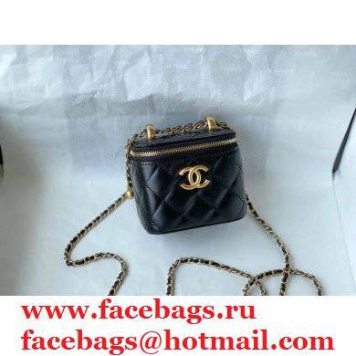 chanel Calfskin & Gold-Tone Metal Black SMALL VANITY WITH CHAIN ap2292